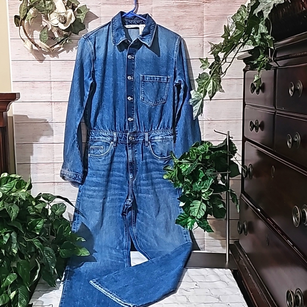 Zara Blue Denim Jumpsuit